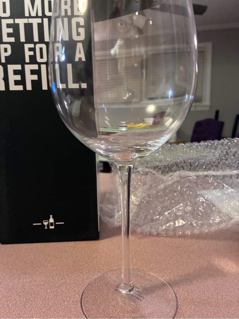 Crystal Wine Glass - Unbranded. This one cup fits a full bottle of wine